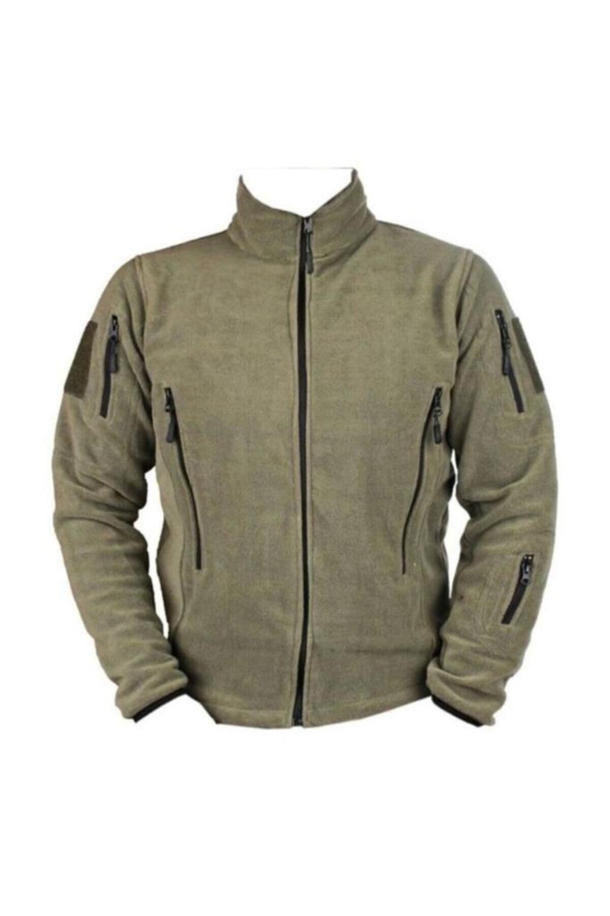 Unisex Haki Yeşil 5 Cepli Polar Mont Haki Yeşil L — رنگارنگ Au54 — تصویر 2 از 2