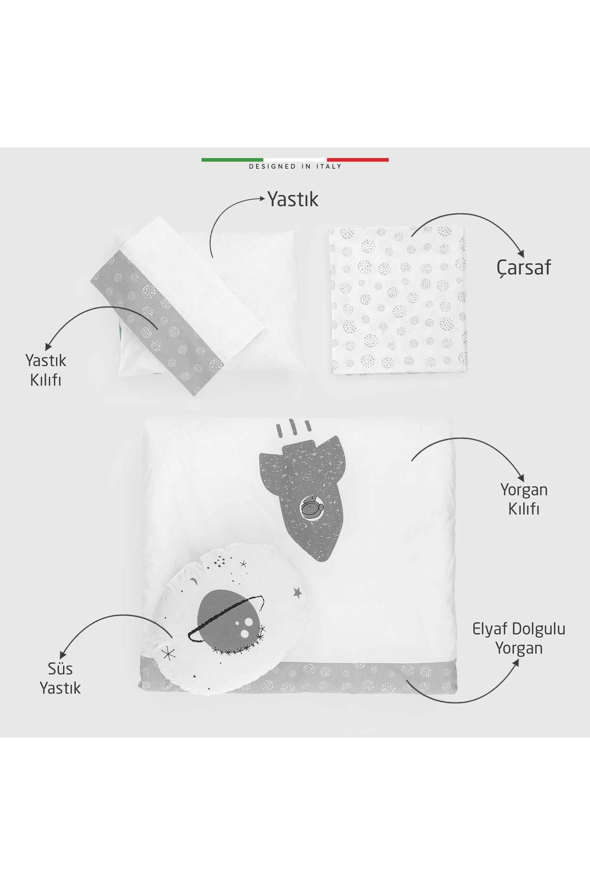 Elele Life Space 6 Parça Oyun Parkı Park Yatak Bebek Uyku Seti Gri fotoğrafı 2 (önizleme)