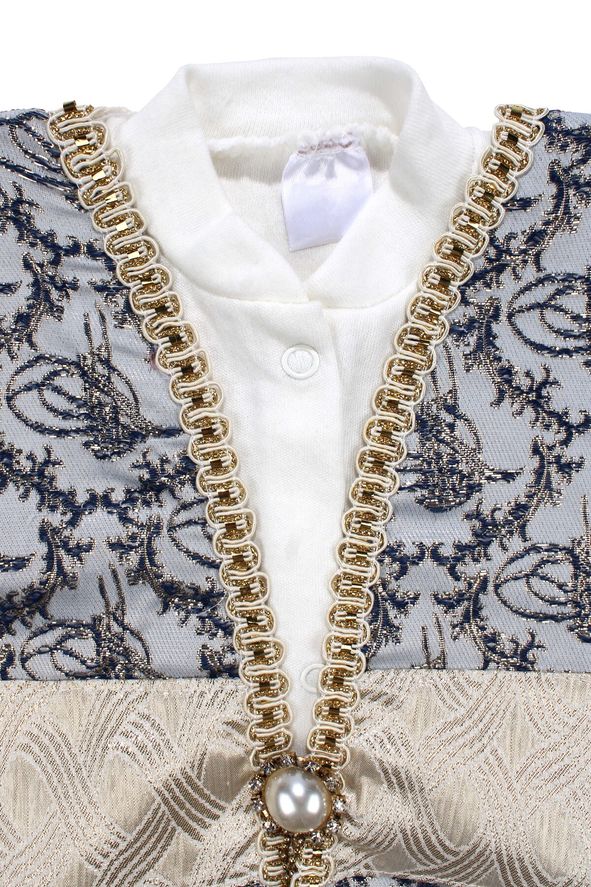 bebegen Sarı Laci Tuğra Desenli Altın Kemerli Erkek Bebek Mevlüt Takımı fotoğrafı 4 (önizleme)