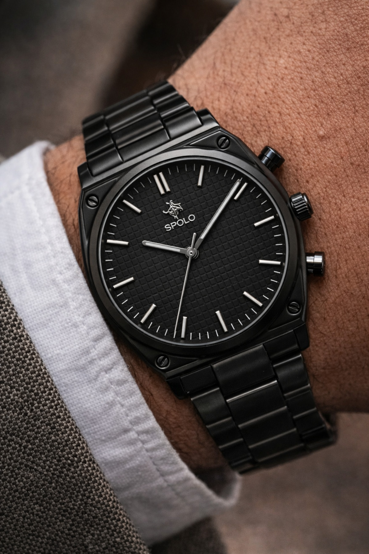 S.POLO  Yeni Sezon Siyah Renk Metal Kordon Erkek Kol Saati Bileklik Hediyeli Babalar Günü Hediyesi - Görsel 2