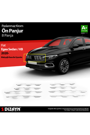 S Dizayn S-Dizayn Fiat Egea SD / HB Krom Ön Panjur Diamond Model 8 Prç 2020 Ü...