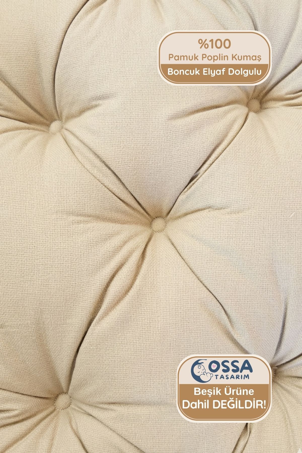yasetex tasarım Montessori Yatak ve Beşik İçin 4 Kenar Koruma Seti Vanilya Renk Pamuk Kumaş fotoğrafı 7 (önizleme)