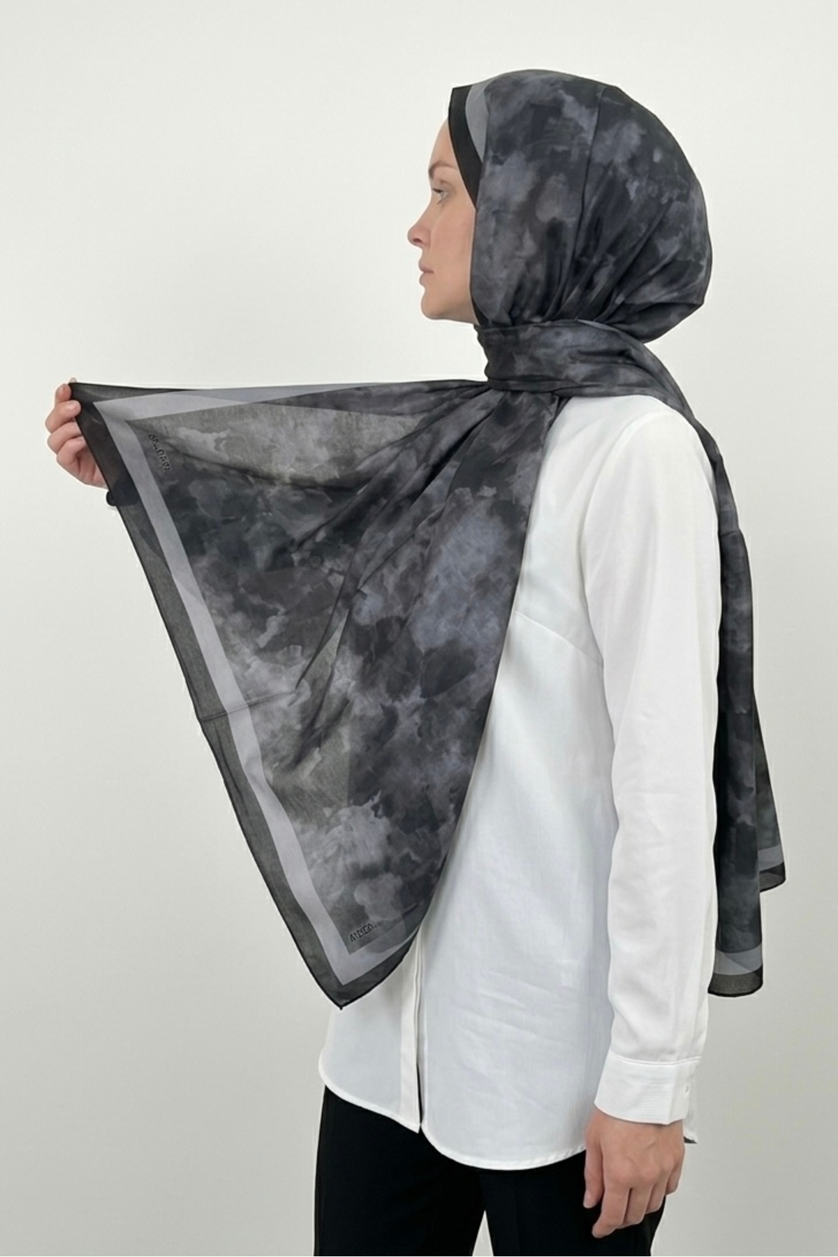 ESSLERA  Bulut Desen Siyah Soft Şal - Kayma Yapmaz - Premium Şal - Görsel 4