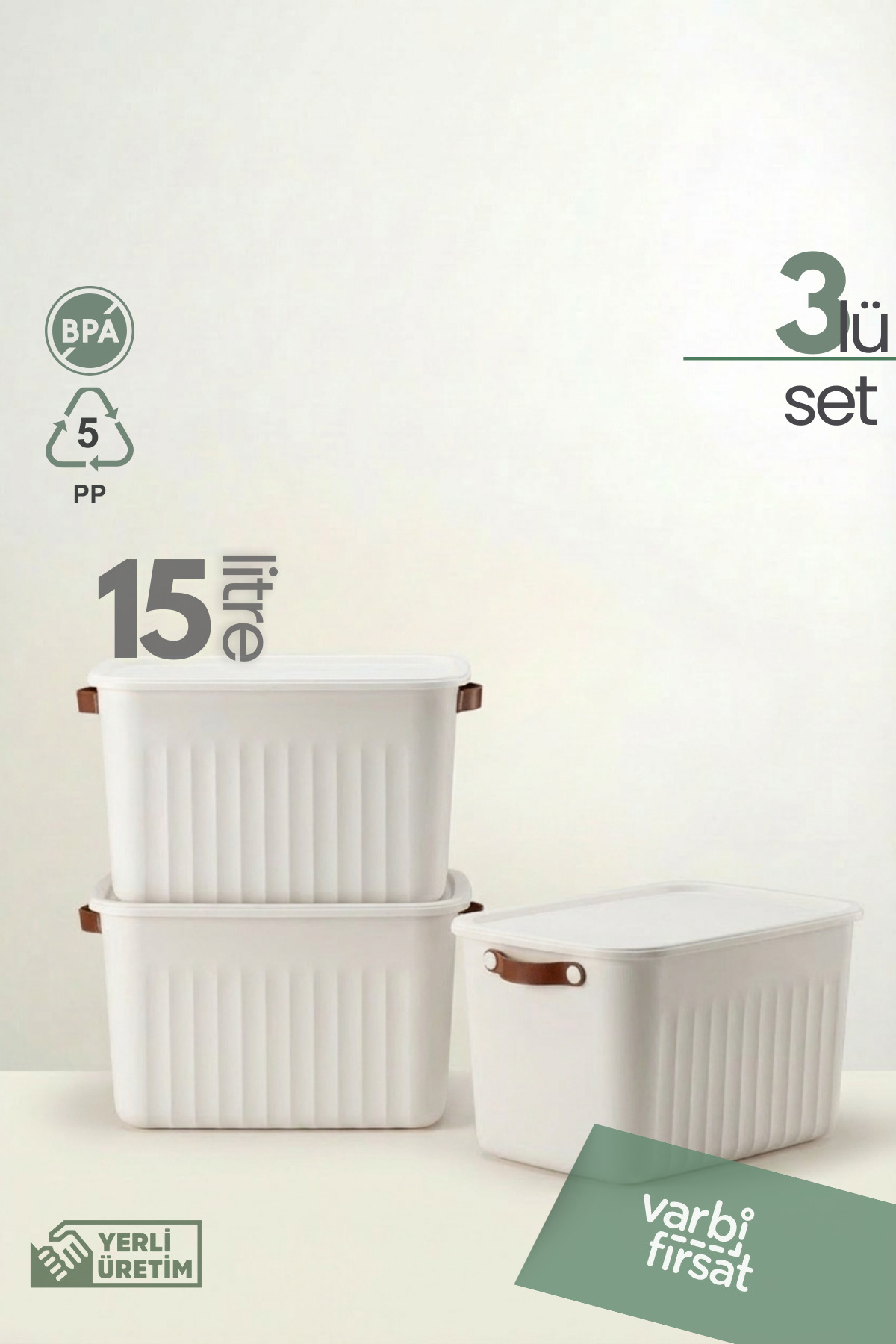 Boxify White 15 Lt 3 Pcs Multi-Purpose Organizer Box with Lid, Decorative Storage Box, Organizer