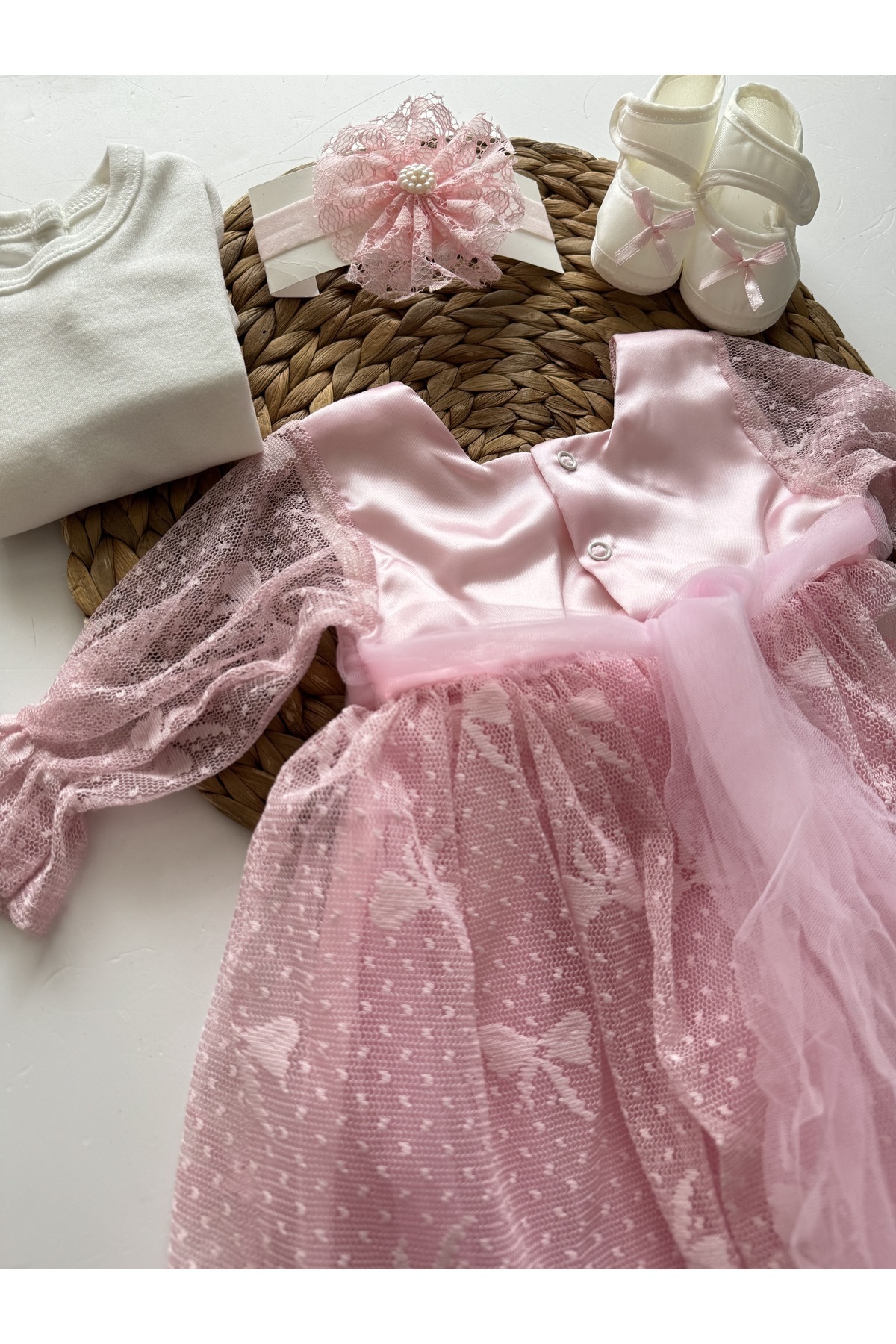 PİLEKİ BABY ( 4 Parça ) 0 3 Ay Yenidoğan Bebek Mevlüt Elbisesi Bayramlık Düğün Özel Gün Elbisesi fotoğrafı 7 (önizleme)