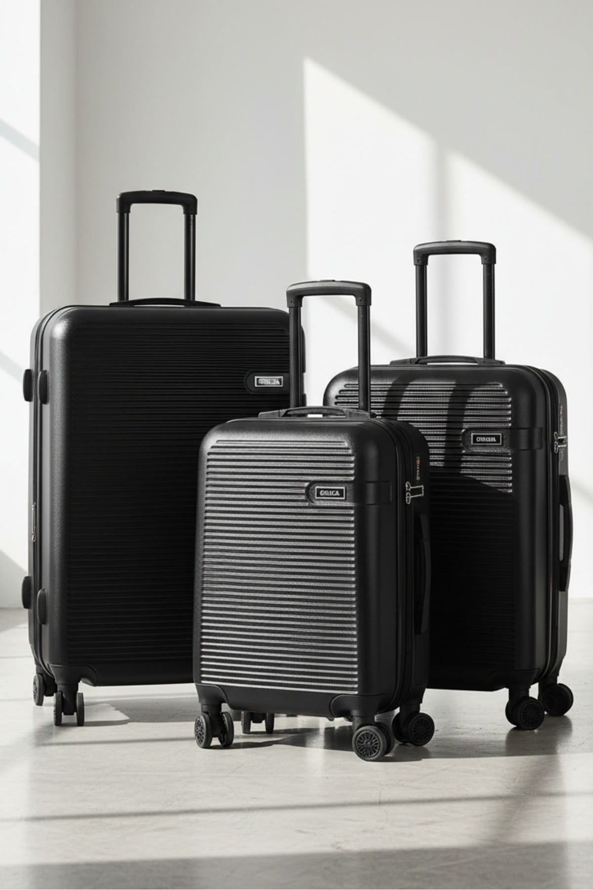 DERİEND  3000 Unisex 3'lü Valiz Seti Siyah