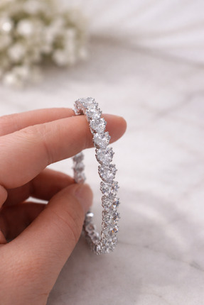 Stainlless Steel Prenses Işıltı Zirkon Çelik Bileklik