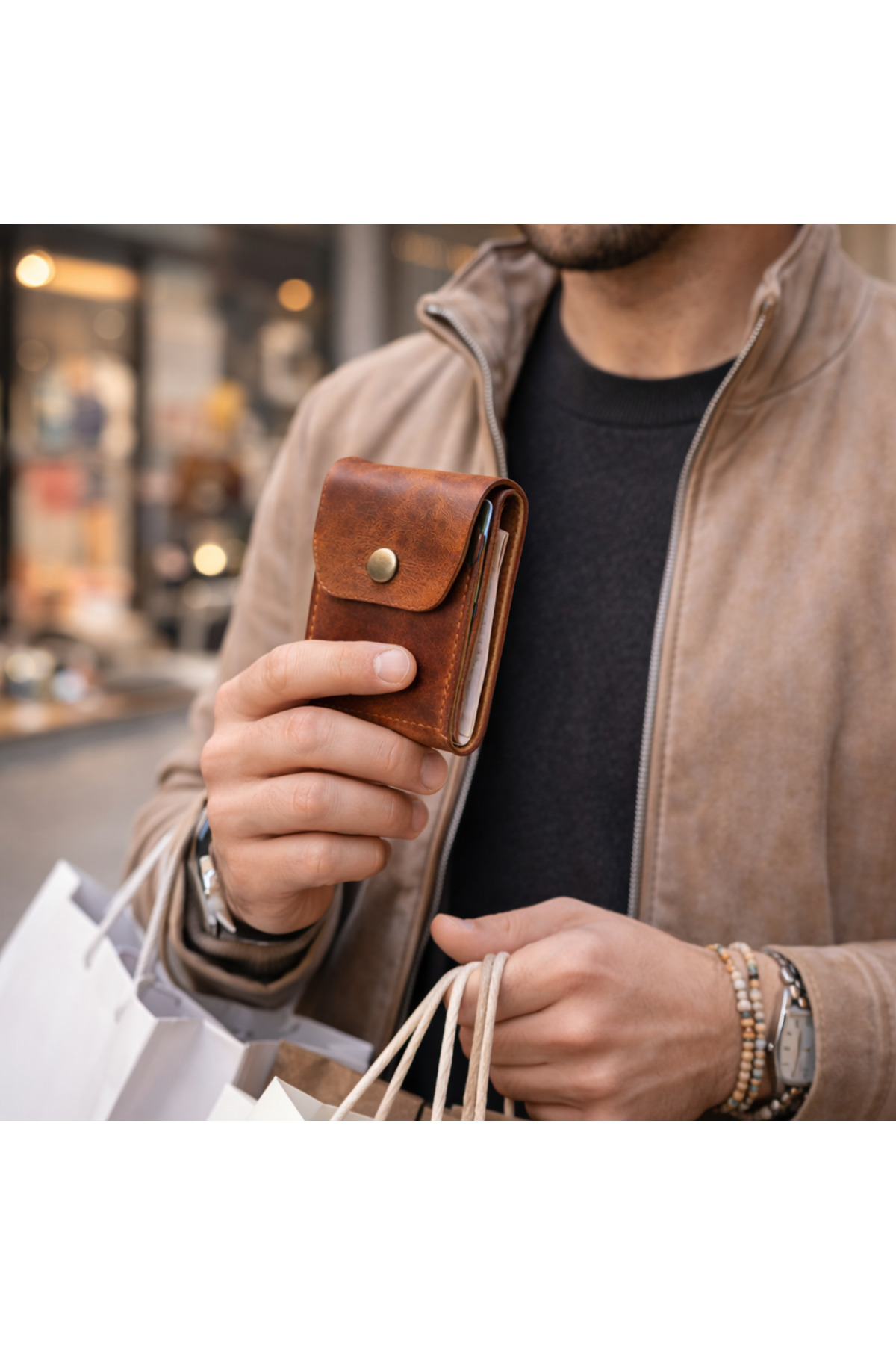 Bakani Leather  El Yapımı Hakiki Deri Erkek Cüzdan – Çıtçıtlı Minimal Tasarım Kartlık Para Bölmeli - Görsel 6