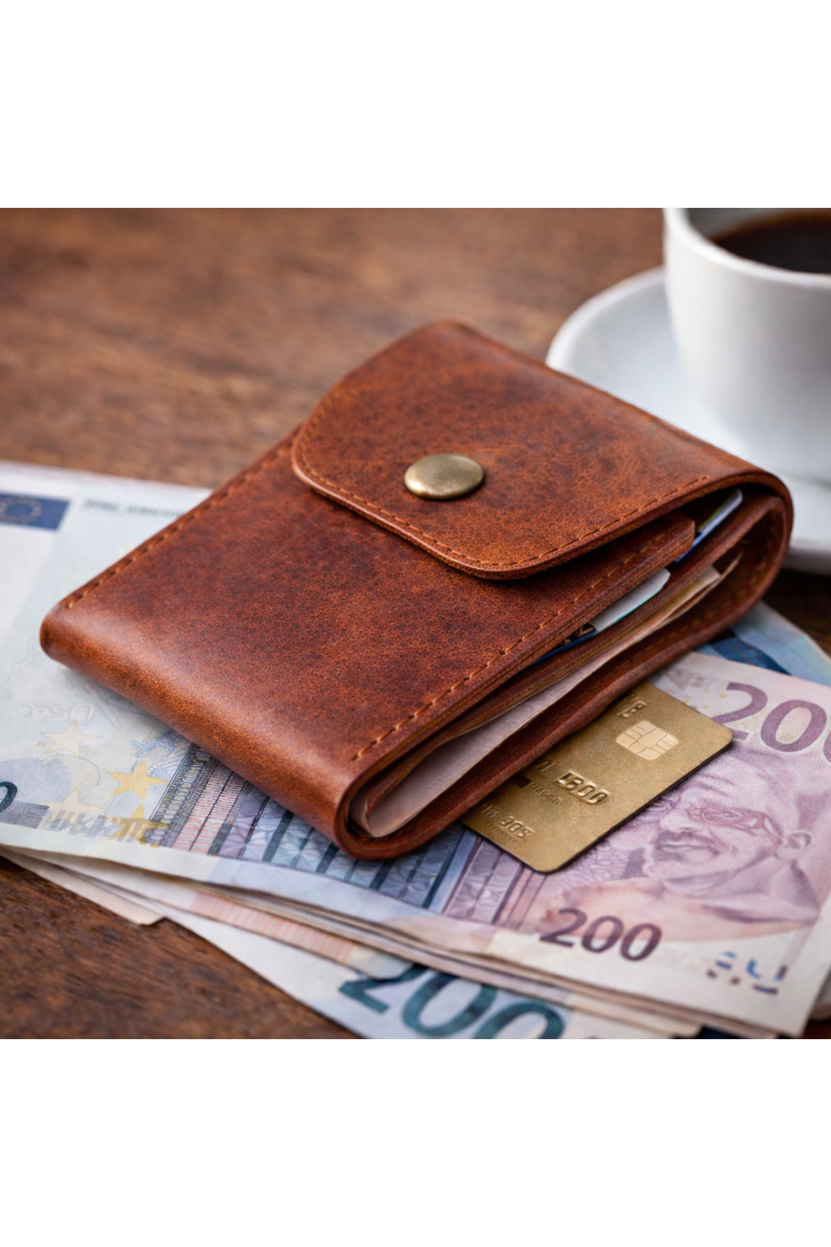 Bakani Leather  El Yapımı Hakiki Deri Erkek Cüzdan – Çıtçıtlı Minimal Tasarım Kartlık Para Bölmeli - Görsel 2