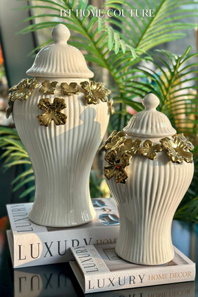 vazo 2'Lİ GOLD ÇİÇEKLİ TASARIM KÜP