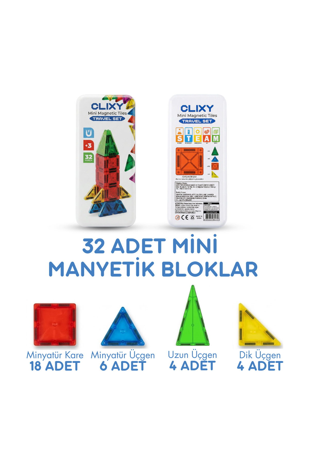 CLIXY Mini Manyetik Bloklar 32 Parça Travel Set fotoğrafı 2 (önizleme)