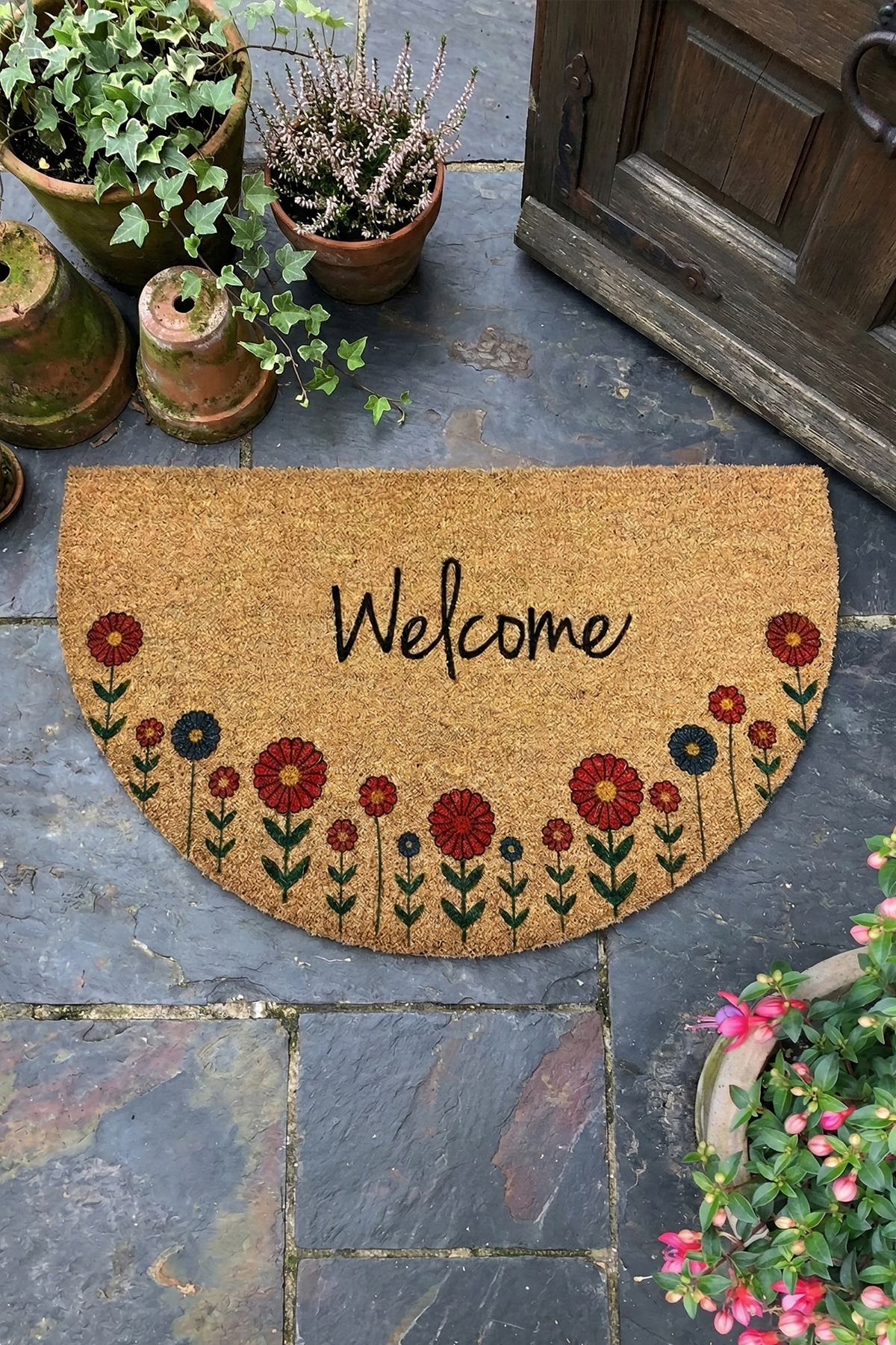 Coco Blattern 45x75 cm Door Mat, Natural Coco Bristle Mat