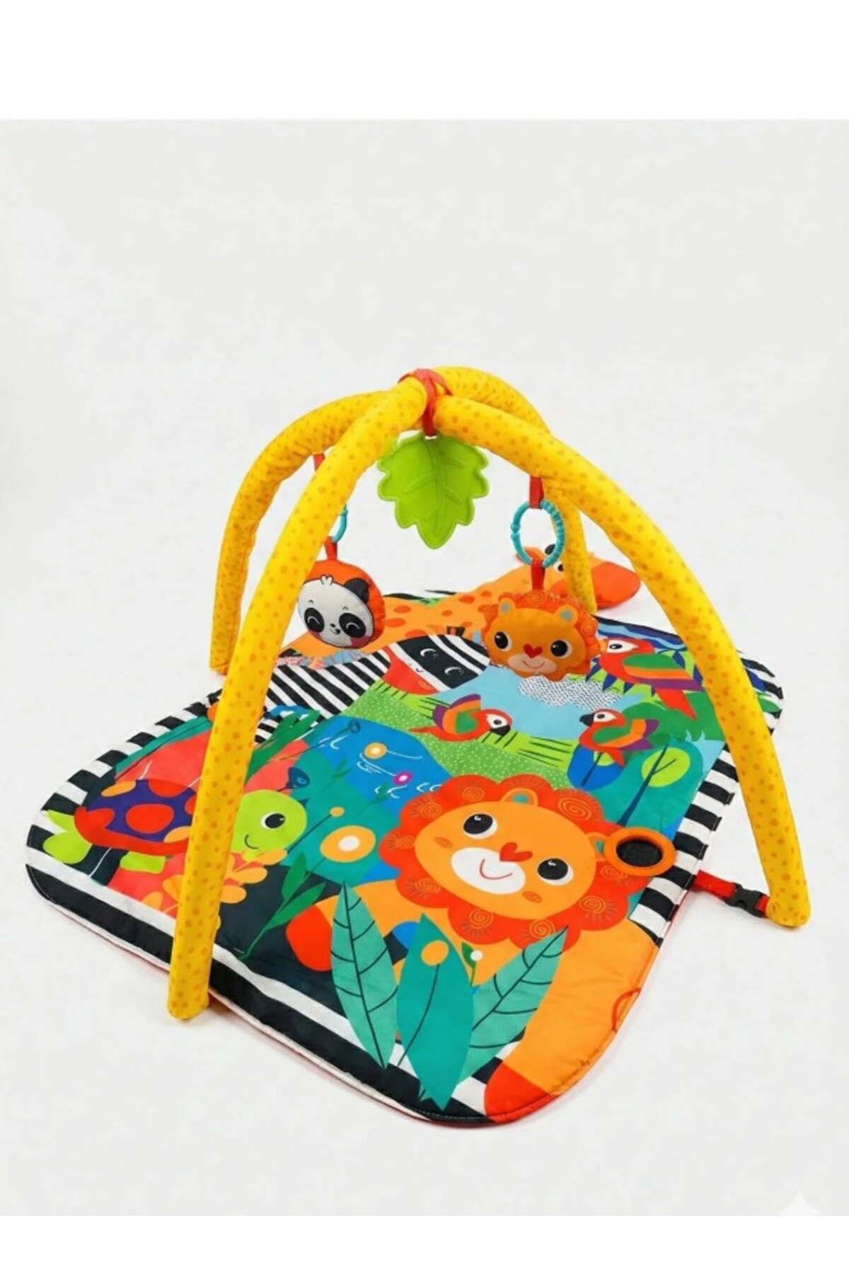 BebeMango Jungle Play Bebek Aktivite Halısı Oyuncaklı Oyun Matı + Soft Çıngıraklı Bebek Topu Hediye fotoğrafı 2 (önizleme)