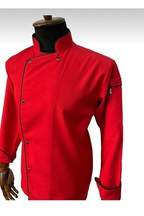 arslan Şef Aşcı Çeketi Kırmızı Siyah Biyeli