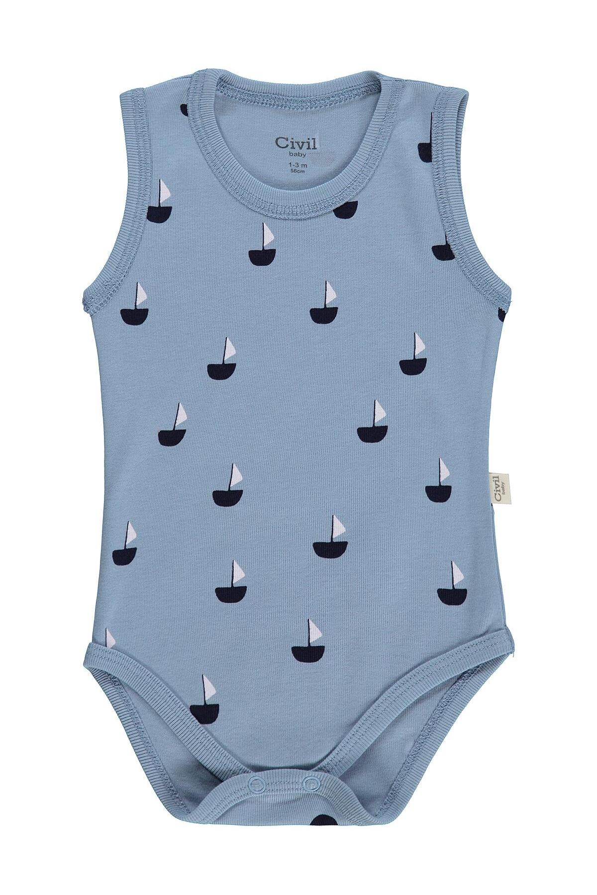 Civil Baby Yelken Empirmeli 5 Li 0-36 Ay Çıtçıtlı Badi - Mavi 12-18 Ay fotoğrafı 4 (önizleme)