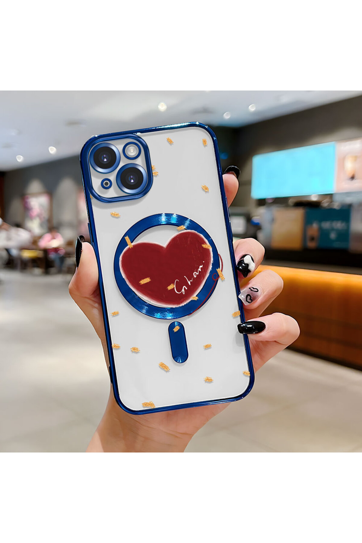 magnetic Shockproof Silicone Case with Transparent Back Surface for iPhone 14