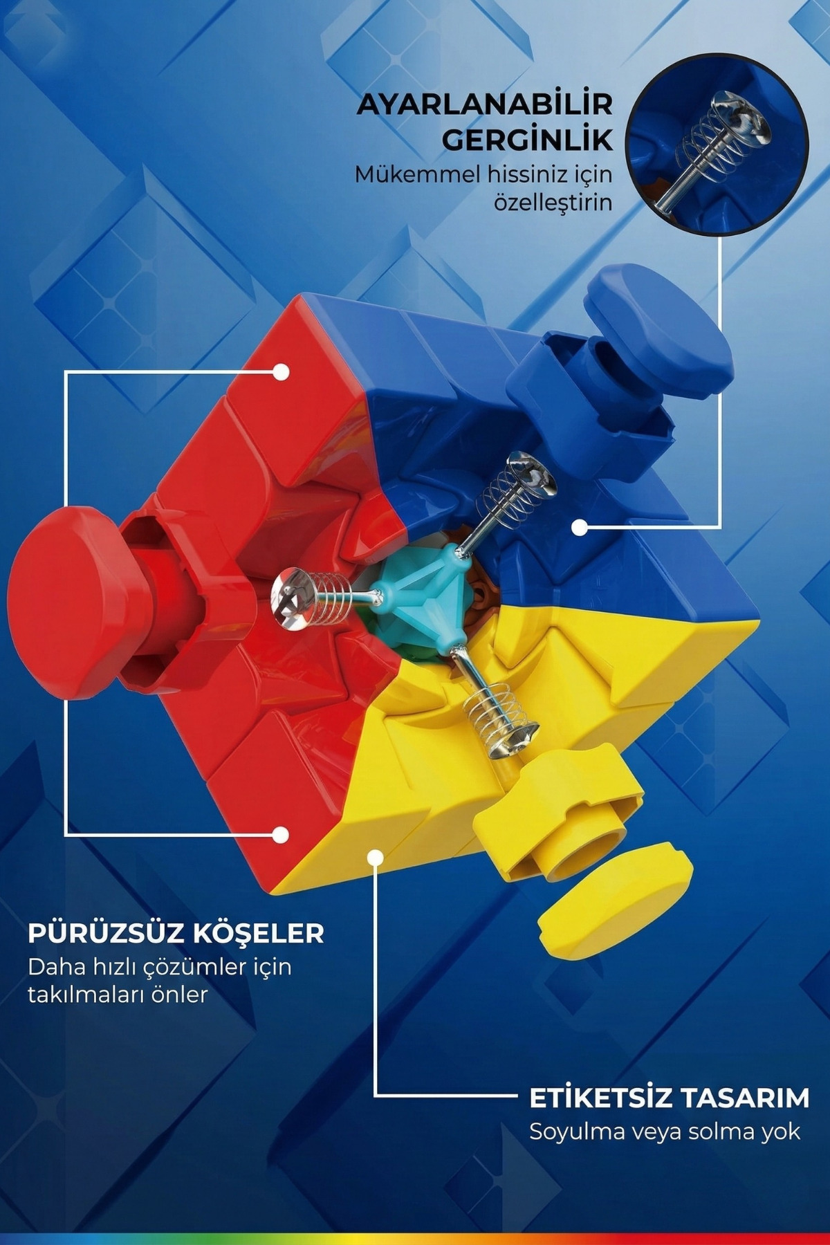TUENGİ STORE NexCube 3x3 Profesyonel Hız Küpü - Rekor Kıran Stickerless Zeka Küpü Rubik Küp fotoğrafı 5 (önizleme)