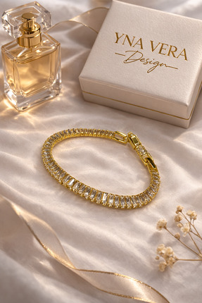 YNA VERA Design & Home YNA VERA Design Baget Taşlı Kadın Bileklik – Gold & Gü...