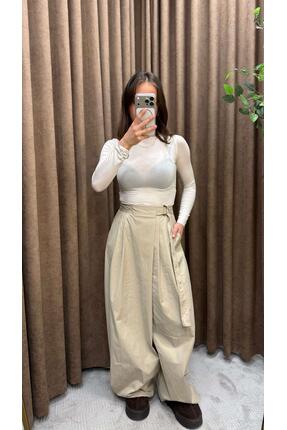 Maysa KREM KUŞAKLI PARAŞÜT PANTOLON