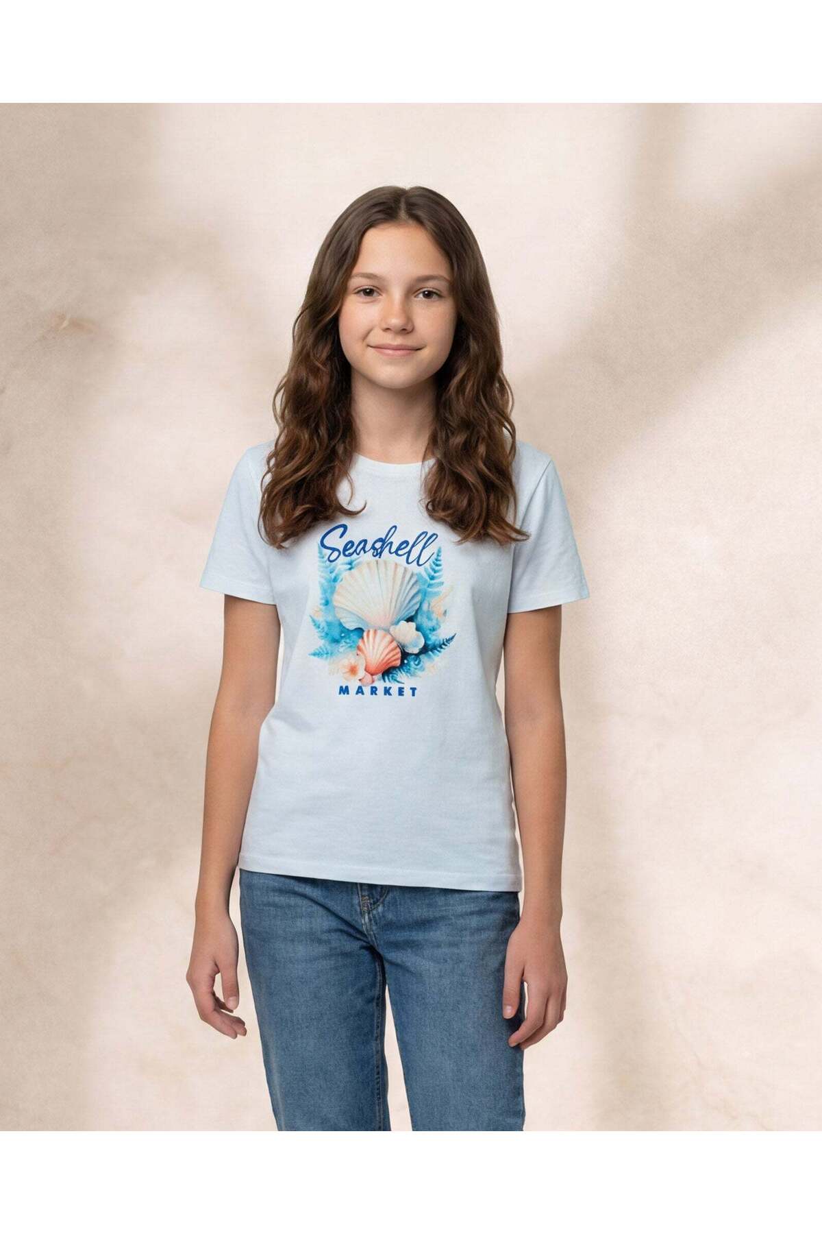 REDTAG Senior Girls Light Blue Graphic T Shirt