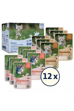 Bozita Yavru Kedi İçin Sos İçinde Balık ve Tavuk Etli Kedi Konservesi Multibo...