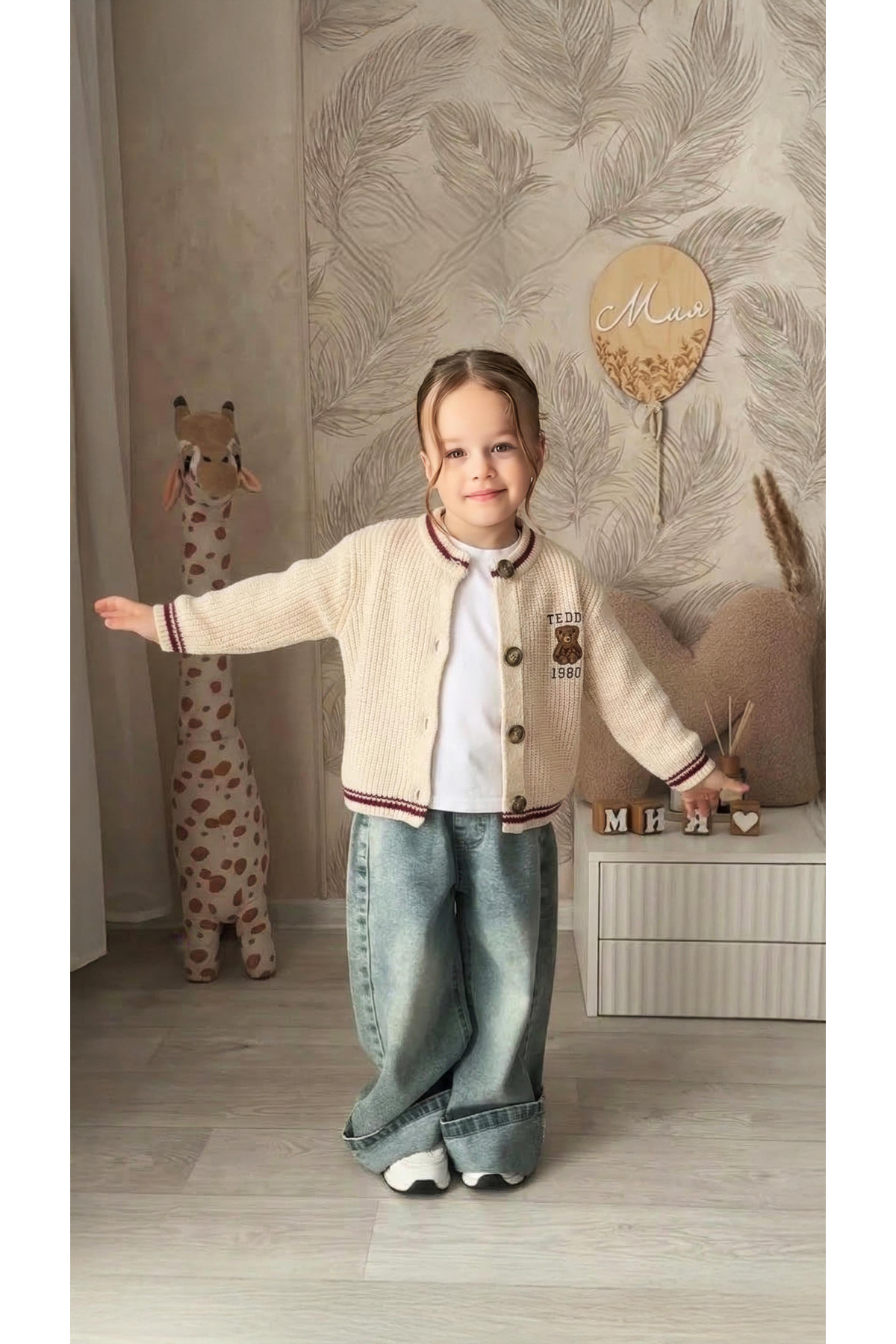 Daisy Dolly Unisex Çocuk Düğmeli Hırka fotoğrafı 2 (önizleme)
