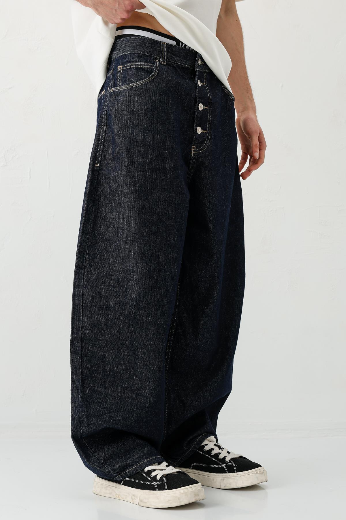 VAMOSCLO Barrel Fit Jeans Lacivert görsel 4