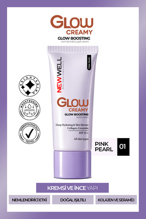 New Well Glow Boosting Işıltı Veren Nemlendirici Yüz Kremi SPF 15+ Pink Pearl...