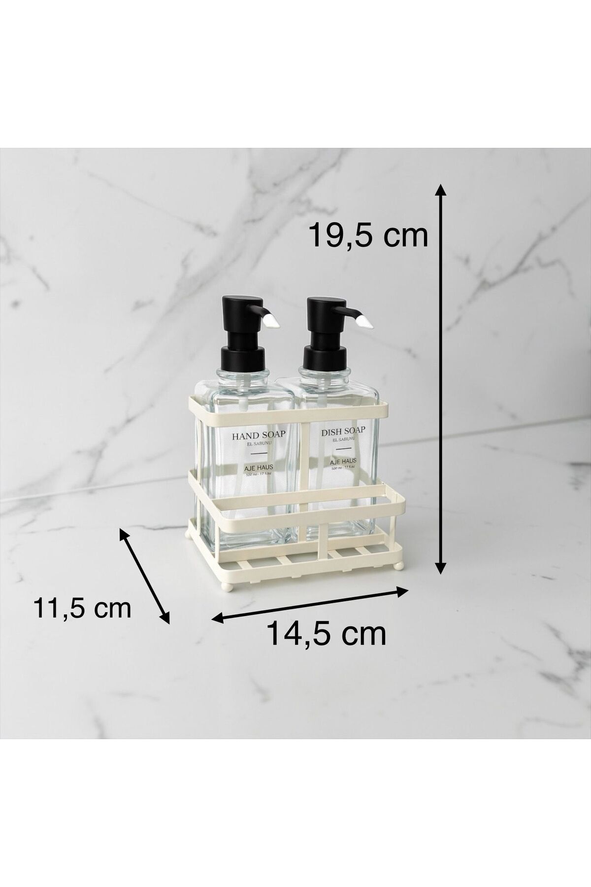 Nero Metal Standlı 2’li Sıvı Sabunluk Seti –500 ml Banyo ve Mutfak Dispenseri