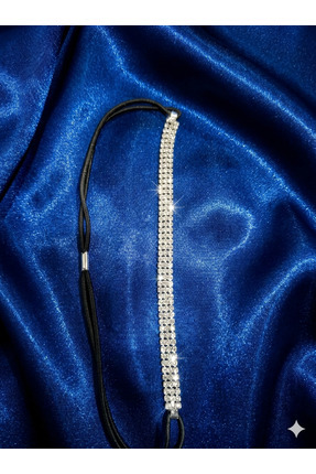 AURA CONCEPTS Lüks Taşlı Lastikli Saç Bandı - Gümüş Renk Abiye Gelin ve Nedim...