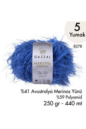 Gazzal Marilyn & Merinos 8278 El Örgü İpliği 5 Yumak 250 gr