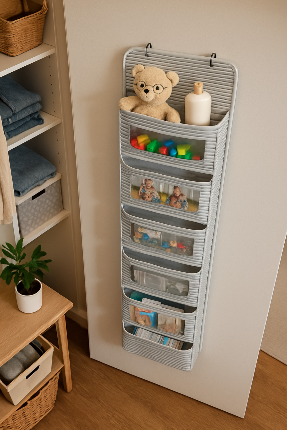 6-Layer Hanging Organizer Grey Shelf Organizer Hatch