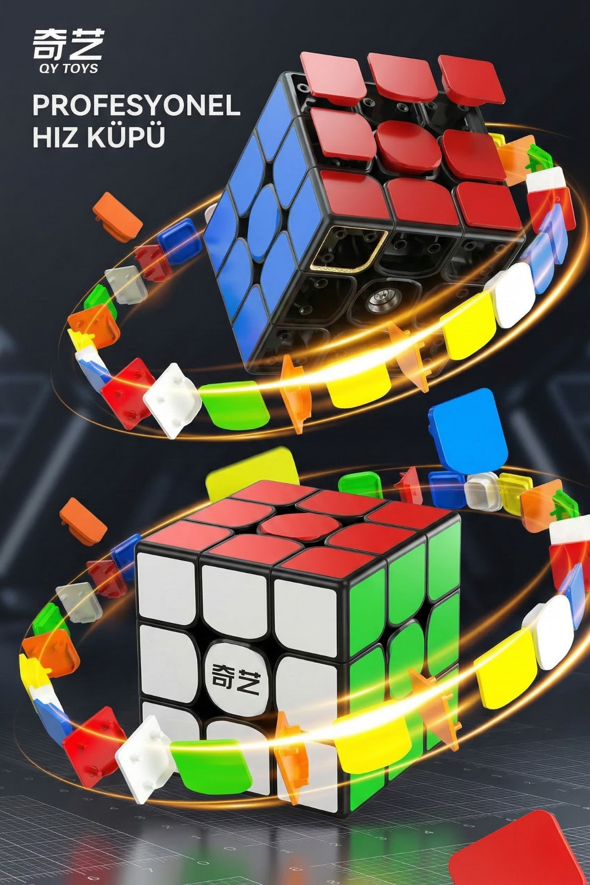 TUENGİ STORE QY Toys Profesyonel 3x3 Hız Küpü - Lisanslı QiYi Zeka ve Sabır Küpü Rubik Küp fotoğrafı 5 (önizleme)