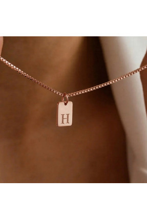 Soleildor 925 ayar Gümüş 0rijinal Gümüş Küp zincirli Mini Dikdörtgen Harf Güm...