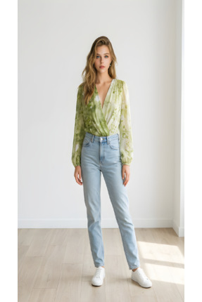 MRY TEKSTİL ÇİÇEK DESENLİ KRUVAZE BLUZ