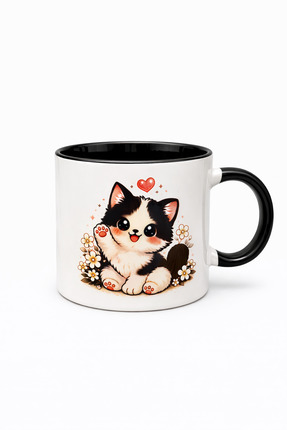 TEDİKS Sevimli Kedi Tasarımlı Porselen Kupa Bardak – Kedi Desenli Kahve ve Ça...