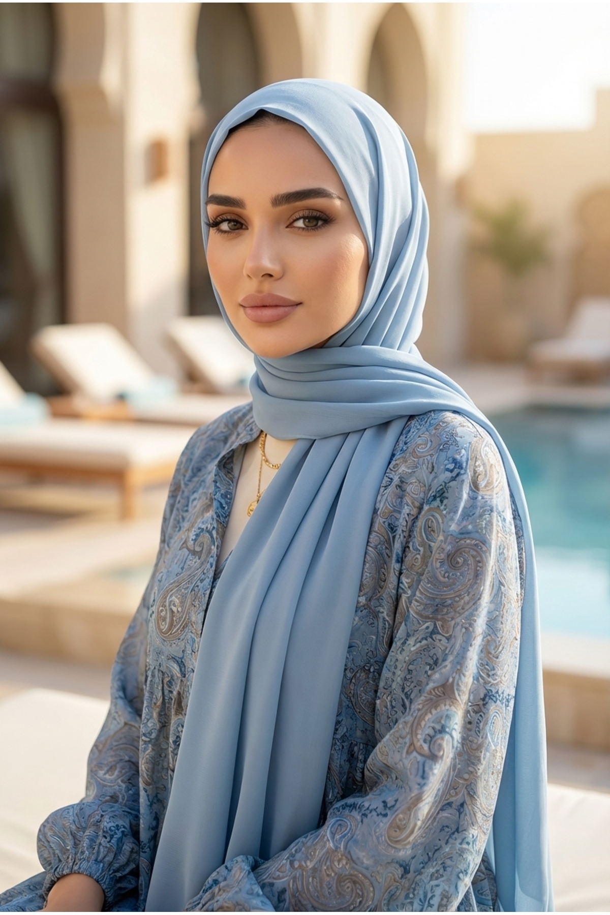 Kirazca Butik  Kadın Desenli Kat Kat Tesettür Elbise (ASTARSIZDIR) - Görsel 3