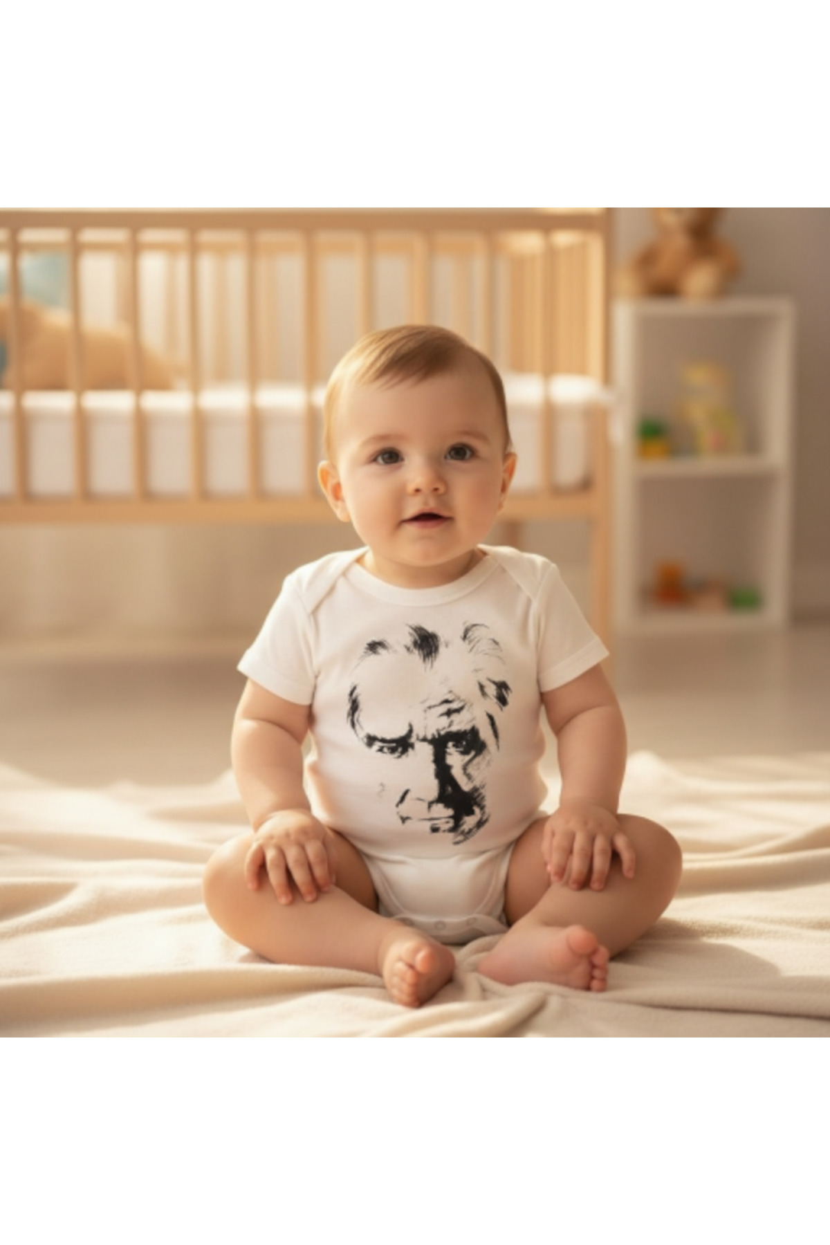 Baby&Baby Atatürk Hediyeli Kısa Kol Çıtçıtlı Pamuk Unisex Bebek Body fotoğrafı 2 (önizleme)