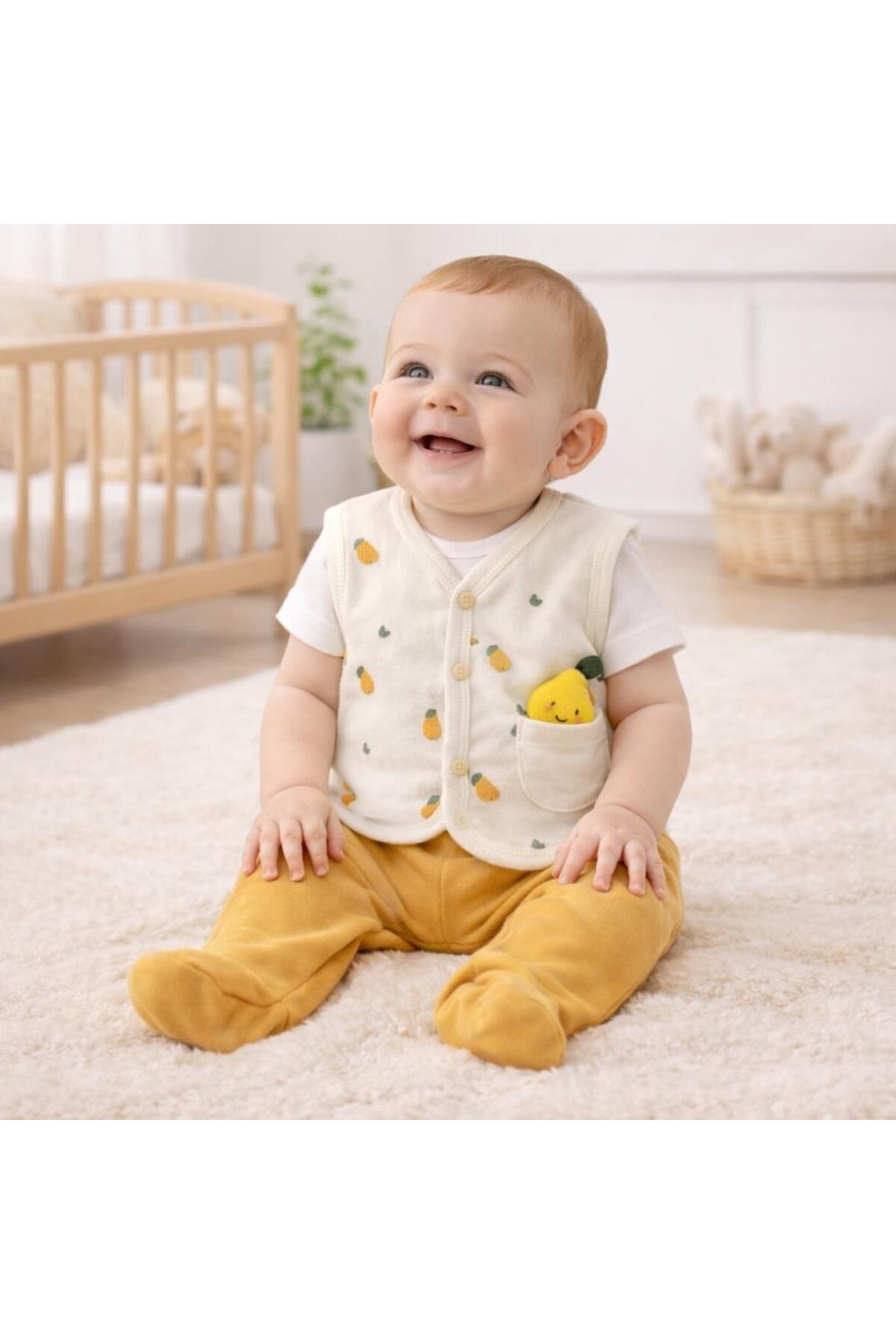 HAFY BABY Armut Desenli Pamuklu Bebek Yeleği Unisex fotoğrafı 4 (önizleme)