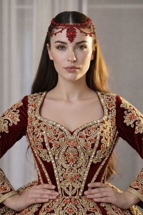 Milena Collection Kına ve Nişan İçin Taşlı Alınlık – Bindallı Gelin Saç Akses...