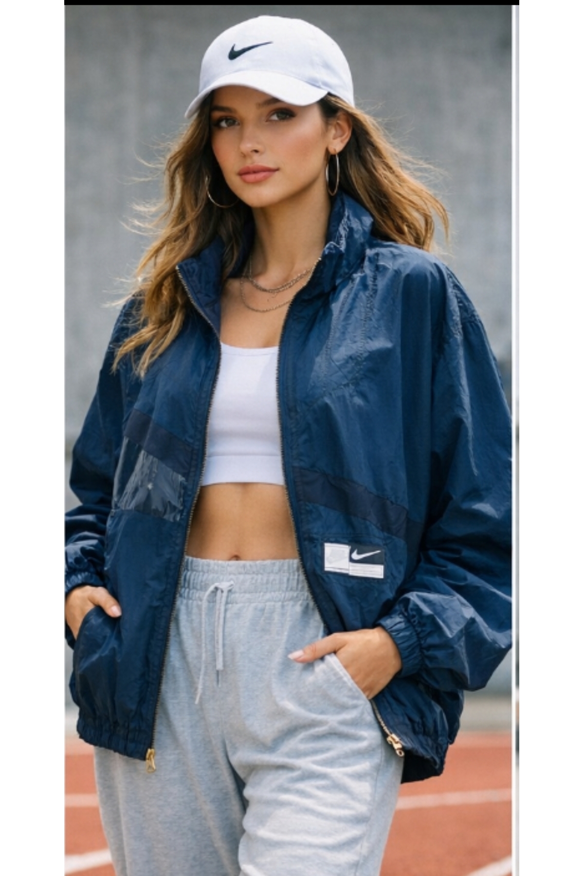 Nike Street Woven Jacket oversize Kadın Lacivert Ceket ASLAN SPORT