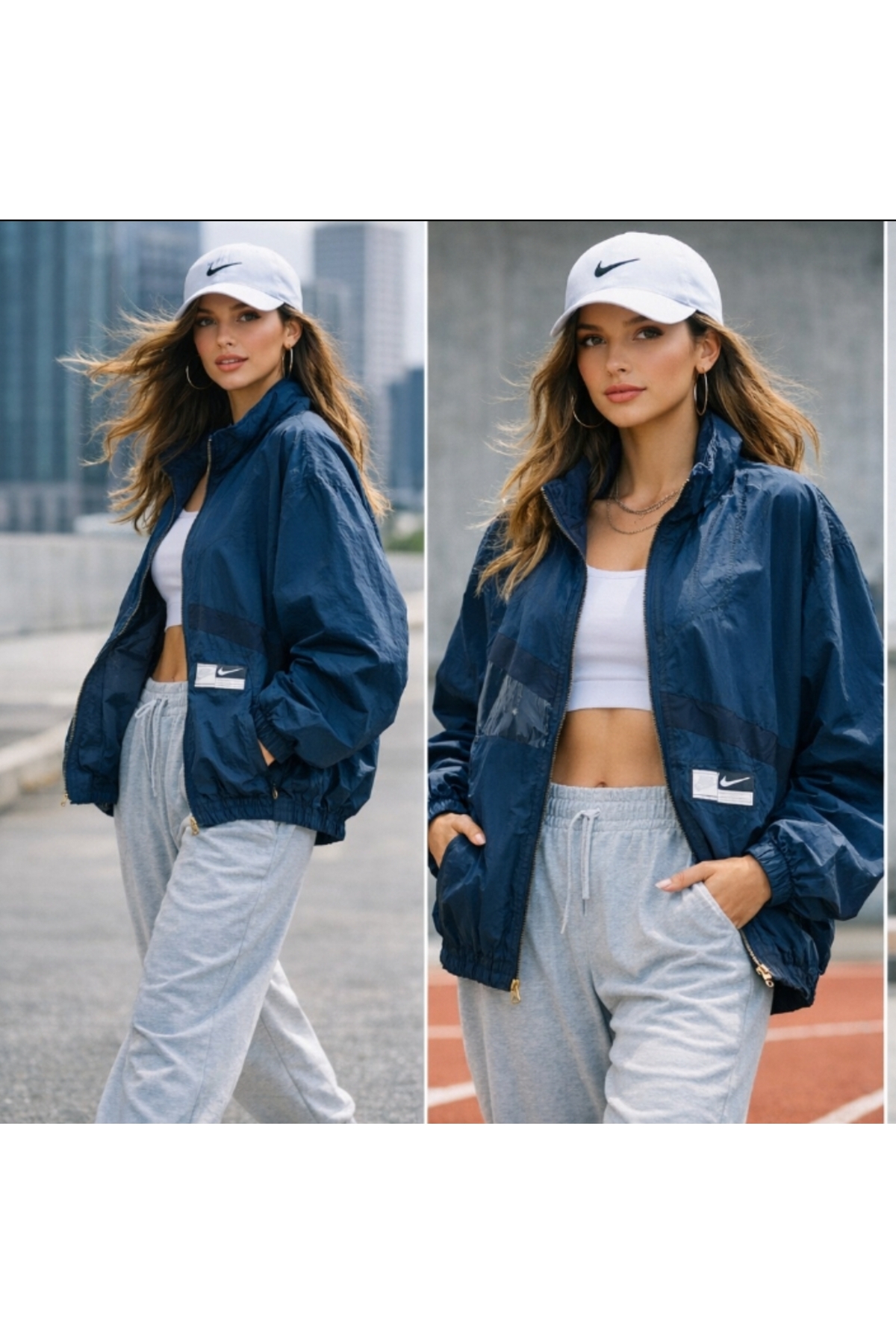 Nike Street Woven Jacket oversize Kadın Lacivert Ceket ASLAN SPORT