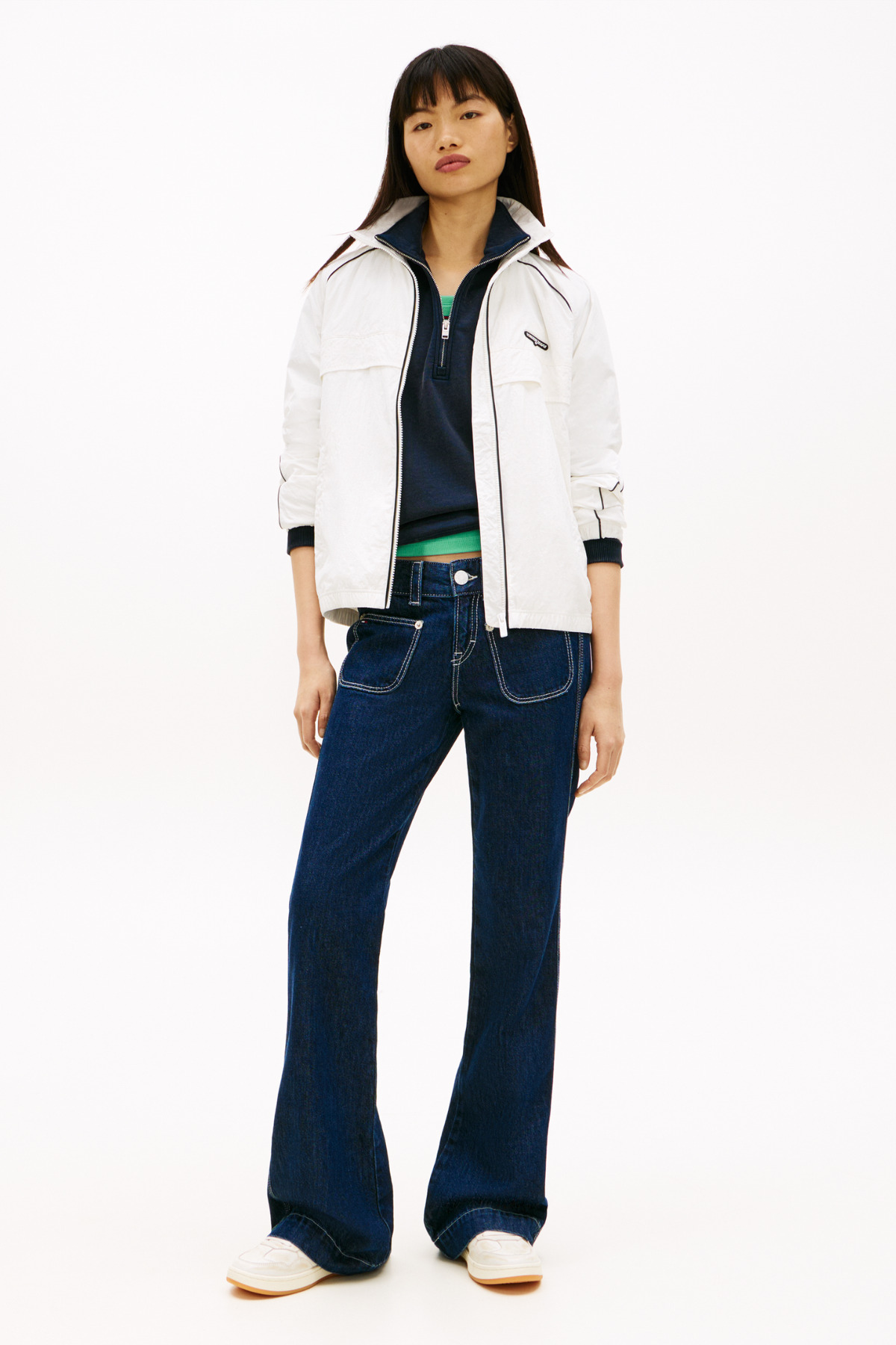 Tommy Hilfiger Tjw Kadın Piping Nylon Track Beyaz Rüzgarlık-Ceket görsel 4