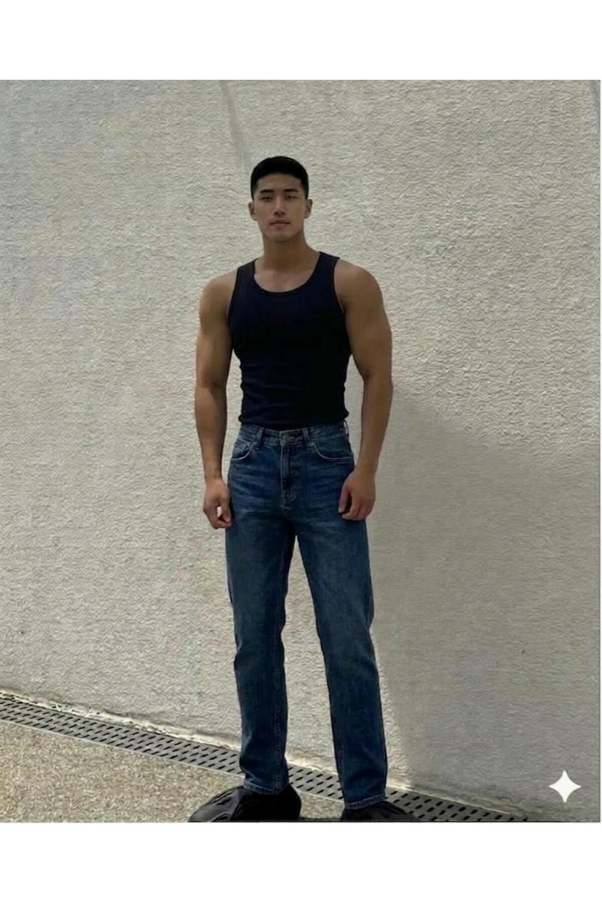 Livik Erkek Halter Yaka Slimfit Fitilli Sporcu Likralı Atlet görsel 3