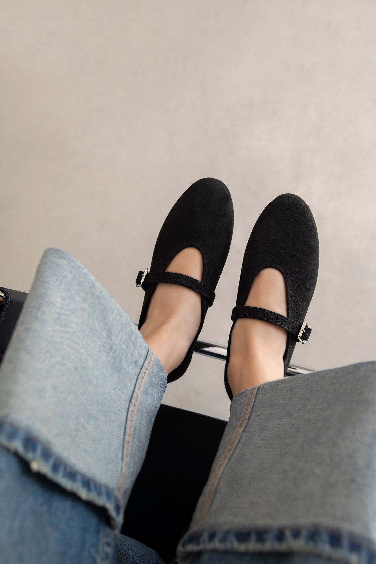 Straswans  Jun Kadın Süet Babet Siyah - Görsel 2