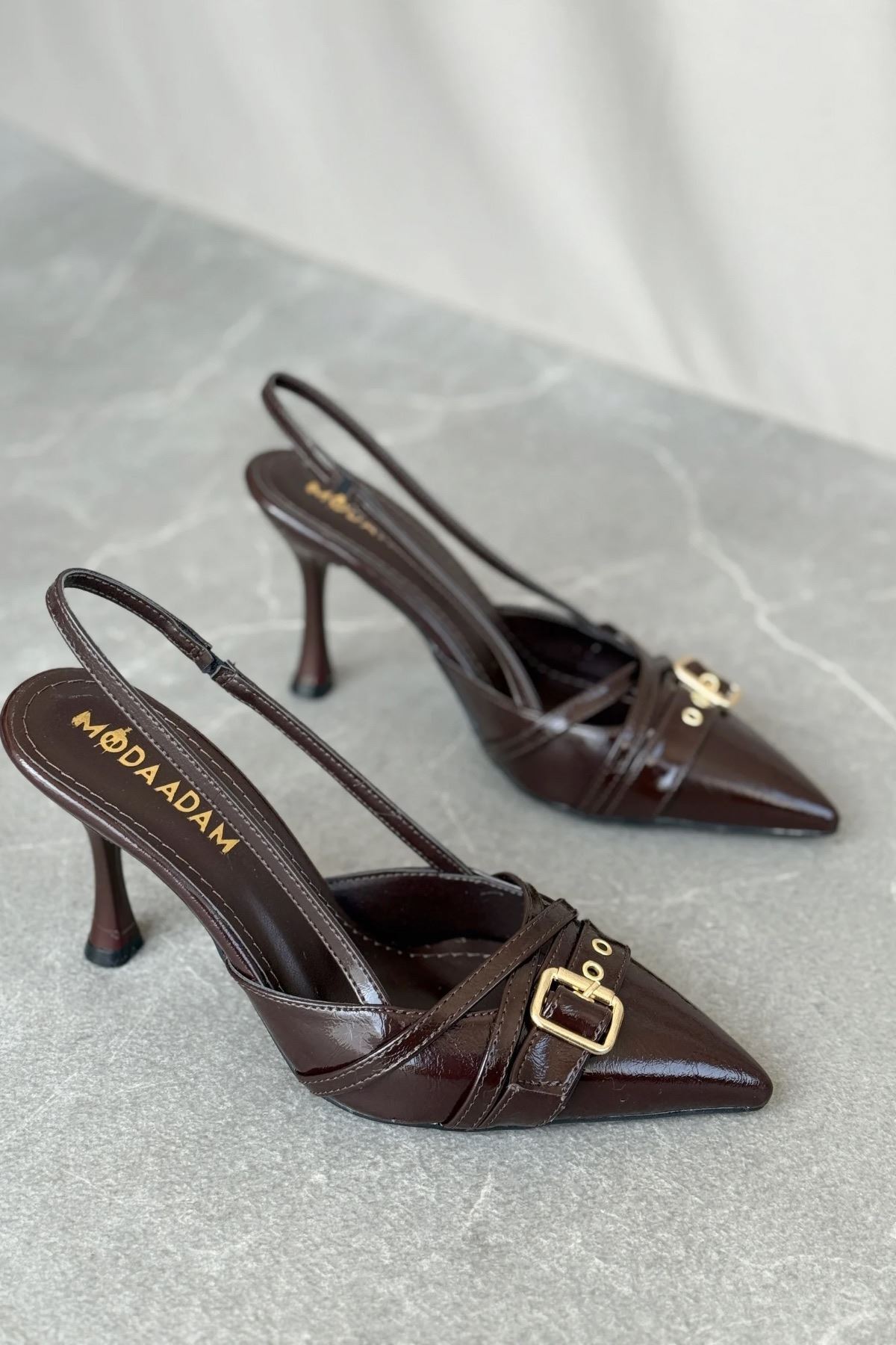 GOFFSHOES  Kadın Wille İnce Topuklu Ayakkabı - Kahve-Rugan - Görsel 2