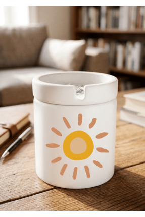 Eylül Design Boho Tasarımlı Baskılı Seramik Küllük Kokusuz Kül Tablası
