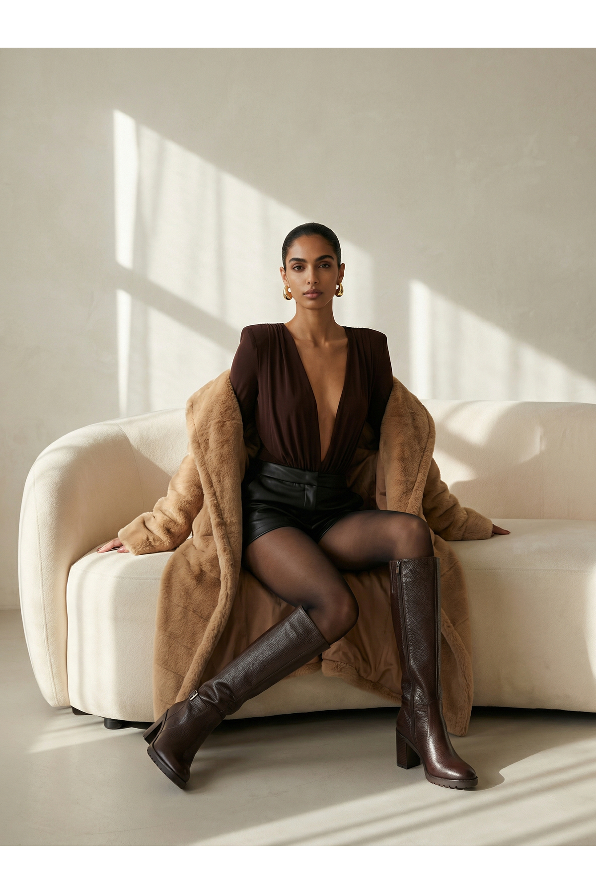 Sun Burners  Sahara Camel | Faux Fur - Bej Lüks Peluş Kürk - Görsel 2