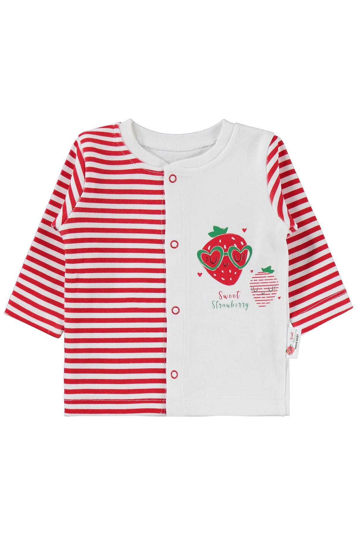 Nova Baby Çilek Kokulu Önden Açık 1-6 Ay Pijama Takımı - Ekru fotoğrafı 5 (önizleme)