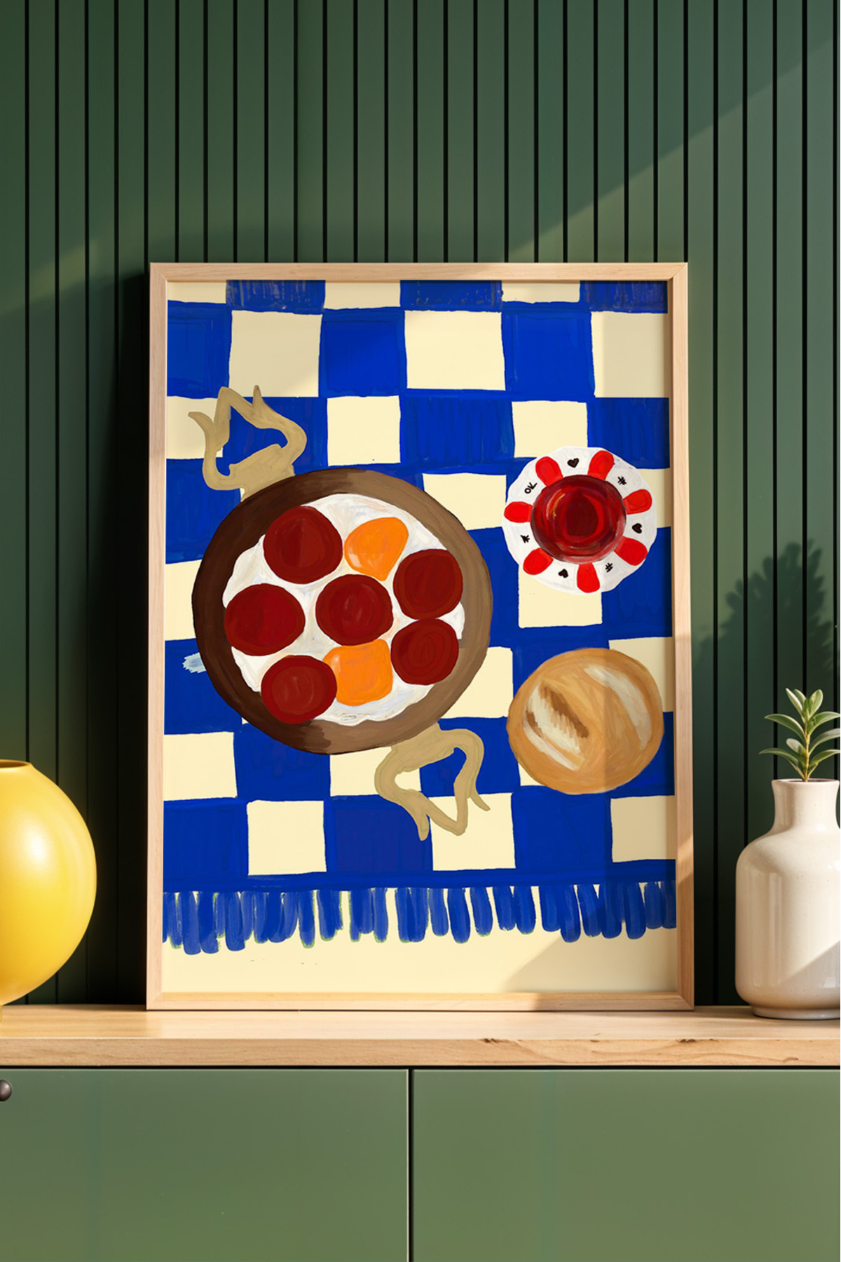 Türk Kahvaltısı Tablo Modern Mutfak İllüstrasyon Poster Yemek Temalı Duvar Dekoru Çerçevesiz